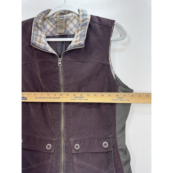 REI Riverstone Insulated Corduroy Vest Womens Large Brown Full Zip Wool Blend - Picture 7 of 8